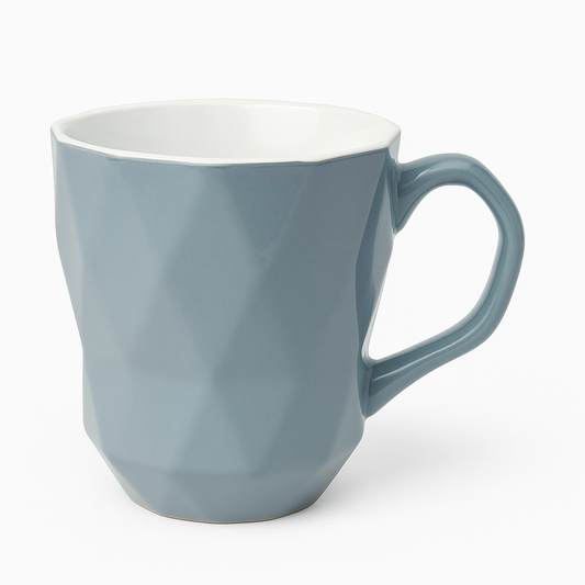 Geometric Blue Mug – Modern Faceted Ceramic Coffee Cup - Habitt