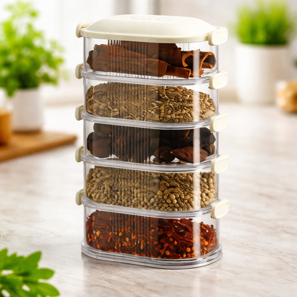 Spice Storage Box – Multi-Layer Airtight Spice Organizer - Habitt