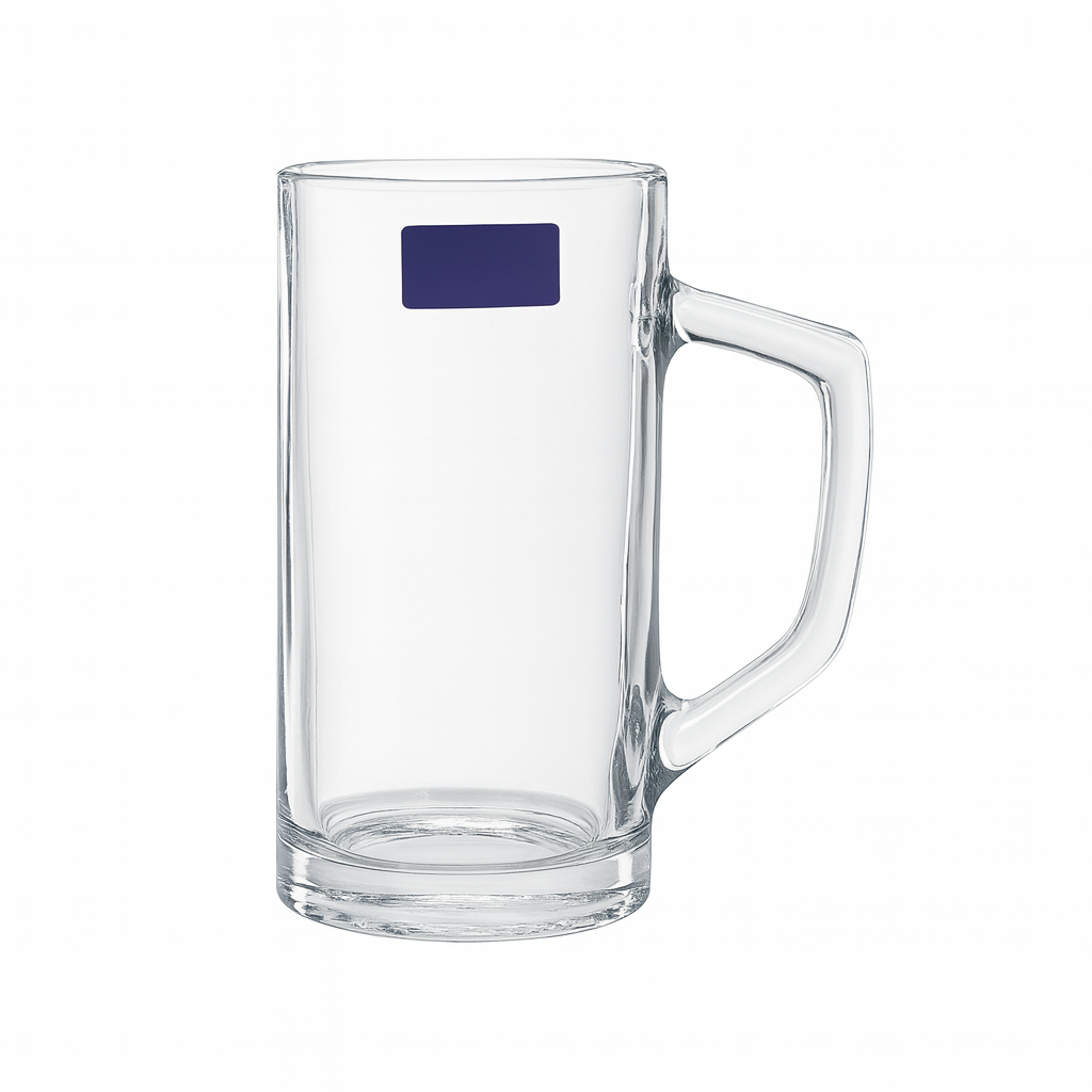 Clear Glass Juice Mug with Angular Handle 430 ml – Set of 6 | Premium Transparent Drinkware for Home & Café - Habitt