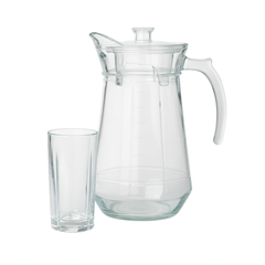 Classic Ribbed Glass Water Set – 7-Piece Set (1.7 L Jug + 278 mL Glasses) - Habitt