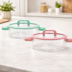 Colorful Double Handle Glass Pot – 1.8 L - Habitt