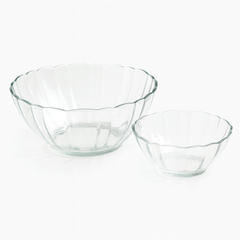 Clear Fluted-Rim Pressed-Glass 7-Piece Fruit Bowl Set – Elegant Classic Serveware - Habitt