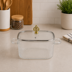3200ML Glass Cooking Pot with Lid | Large Glass Cooking Pot
