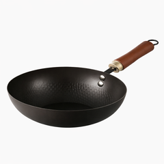 Steel Wok Pan with Wooden Handle  20 cm | 24 cm | 28 cm - Habitt