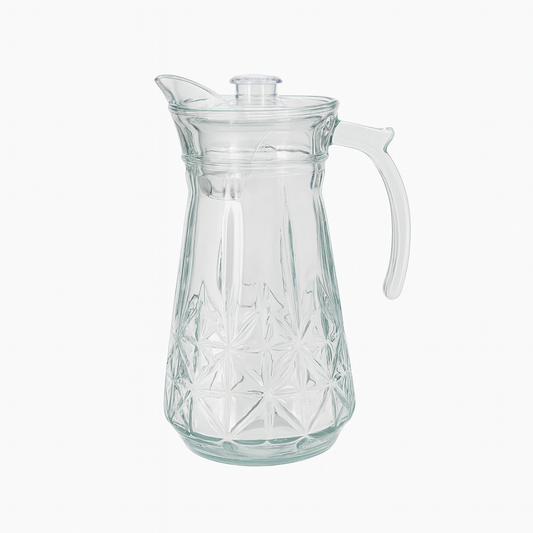 Premium Star-Pattern Glass Jug 1700 ml with Handle & Pour Spout – Elegant Large Water & Juice Pitcher - Habitt