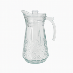 Premium Star-Pattern Glass Jug 1700 ml with Handle & Pour Spout – Elegant Large Water & Juice Pitcher - Habitt