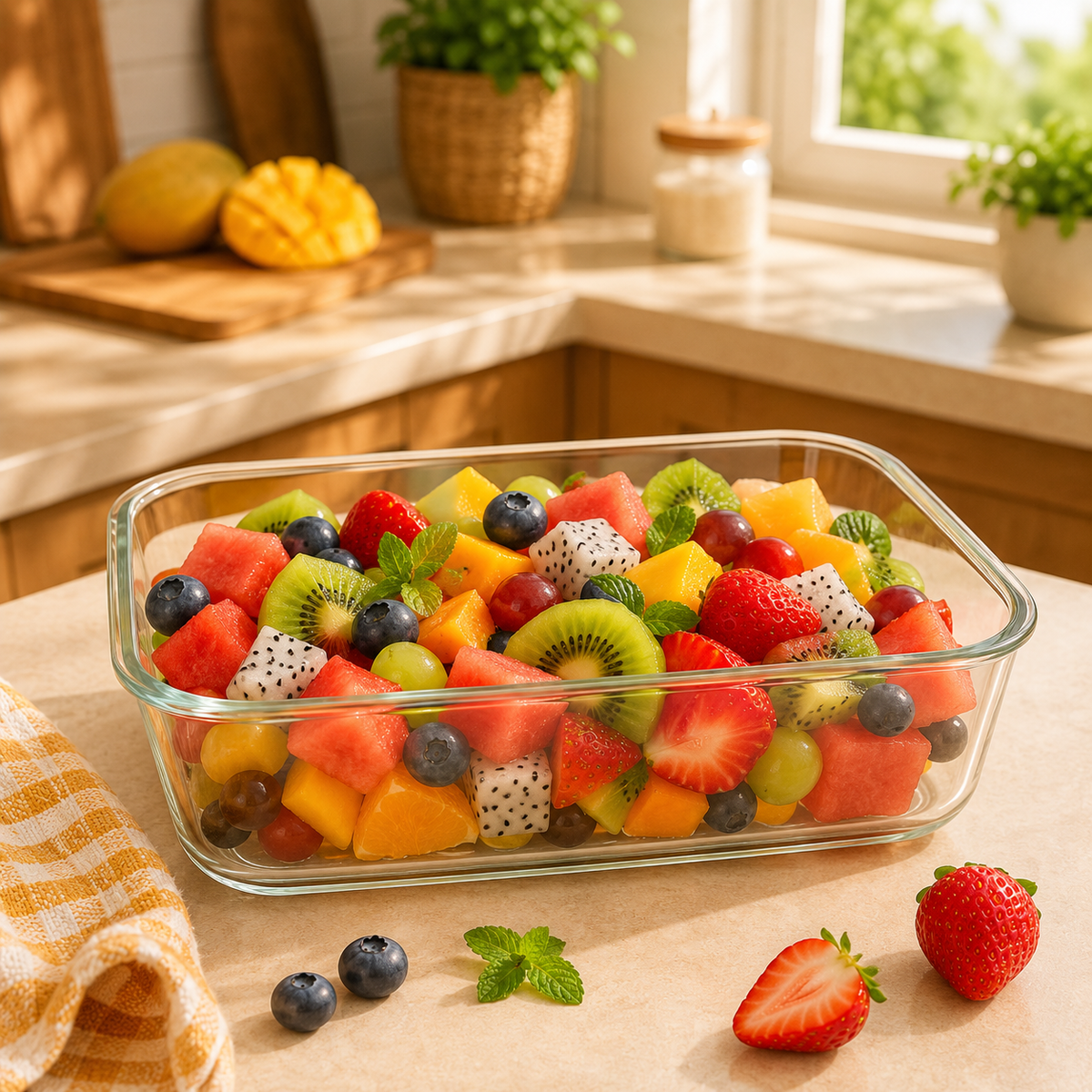 1.9L Rectangular Clear Glass Baking & Serving Dish – Heavy-Duty 233×170 mm Heat-Resistant Glassware (1 Pc)
