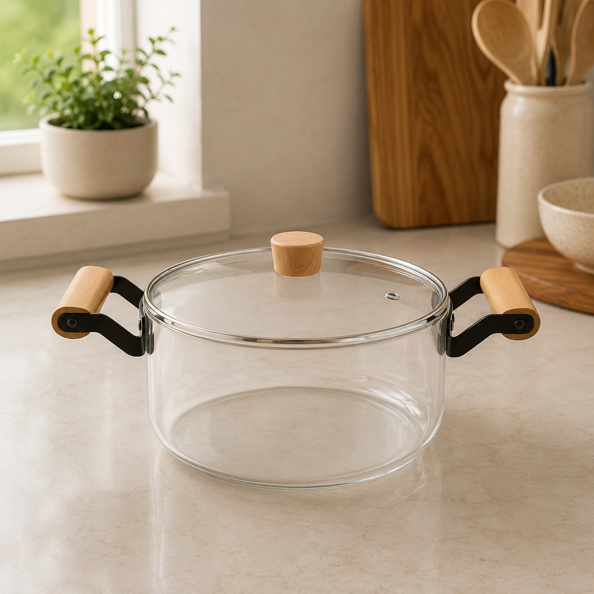 3500ML Glass Cooking Pot with Lid | Glass Casserole Pot