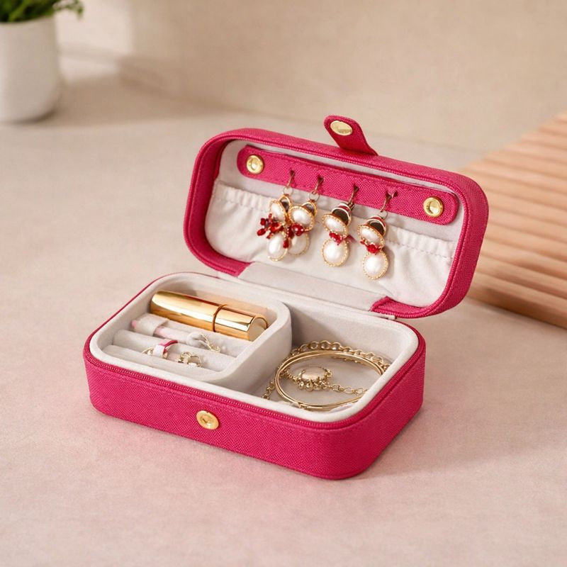 Mini Jewellery Box – Compact Travel Jewelry Organizer with Compartments - Habitt