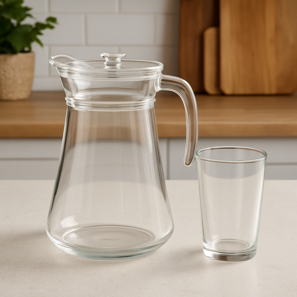 Premium Deli Glassware Water Set – 7-Piece Set (1.58 L Jug + 275 mL Glasses) - Habitt