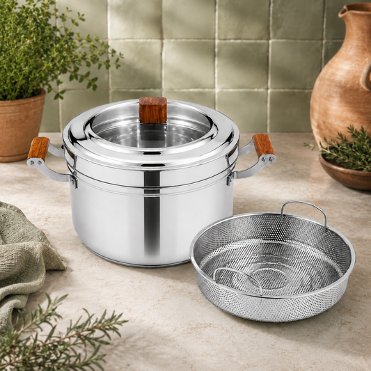 Stainless Steel Pot + Steamer 28cm