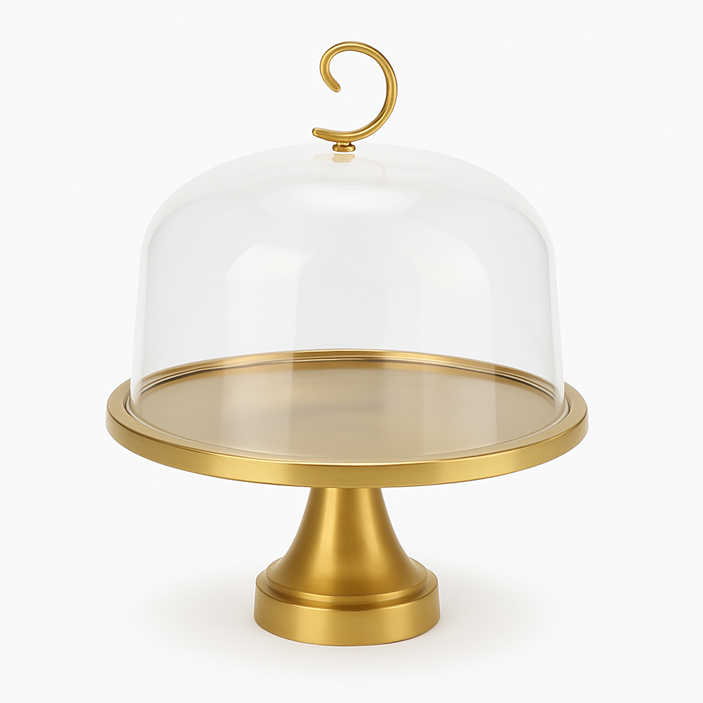 Elegant Gold Cake Platter with Dome Cover - Habitt