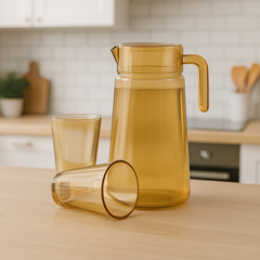 Golden-Tinted 7-Piece Water Set – 1.98 L Jug with 315 ml Glasses (Premium Coloured Glassware) - Habitt