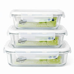 Airtight Glass Food Storage Dish – 400 ml, 630 ml & 1000 ml Fresh Lock Containers - Habitt