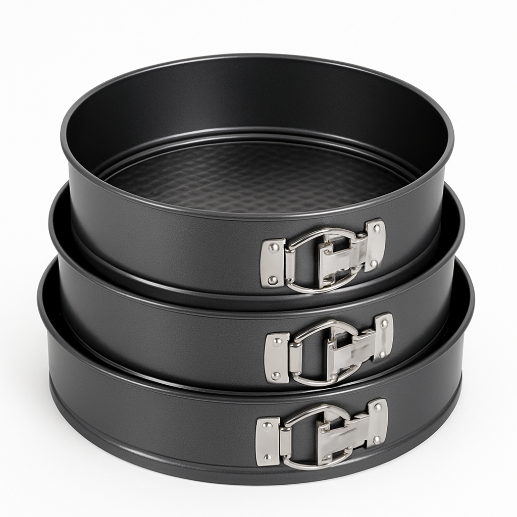 3-Piece Round Cake Baking Pan Set – Non-Stick Springform Tins - Habitt