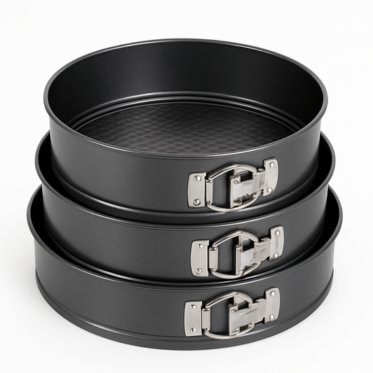 3-Piece Round Cake Baking Pan Set – Non-Stick Springform Tins - Habitt