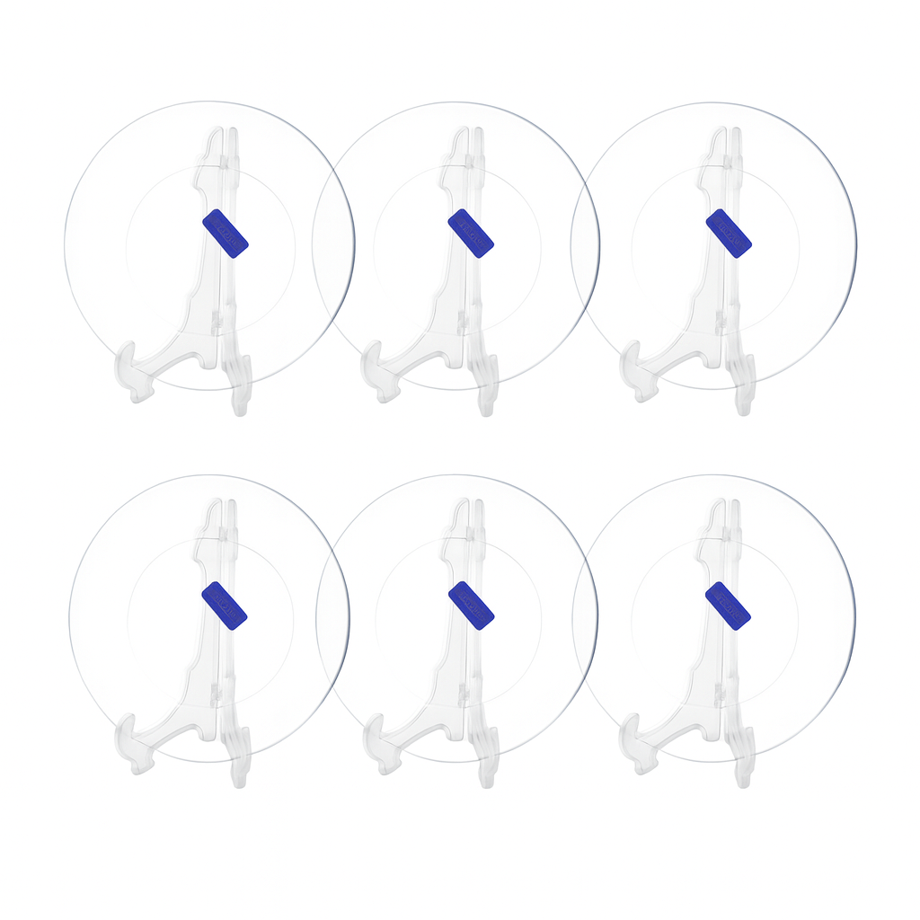 Crystal Clear Pressed-Glass Dessert Plate Set – 6 Pieces, 194 mm (Approx. 7.6″) Diameter - Habitt