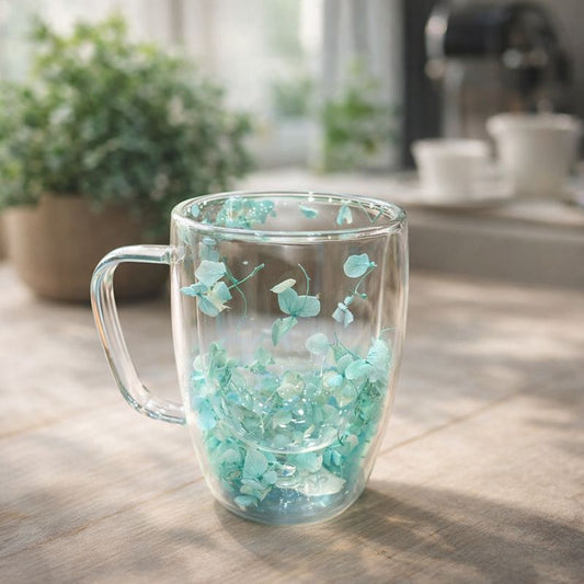 Decorative Double-Wall Glass Coffee Mug – Transparent Heat-Resistant Tea Cup - Habitt