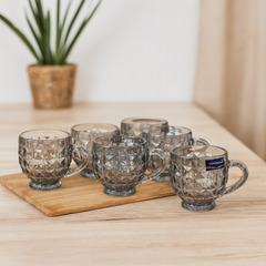 CUP 210 ml Silver – Set of 6 | Premium Deli Glassware Tea & Coffee Cups - Habitt