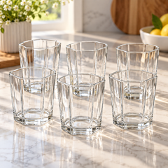6 Pcs Tumbler Glass Set 300ML – Premium Clear Drinking Glasses for Water, Juice, Soft Drinks, Mocktails & Everyday Tableware