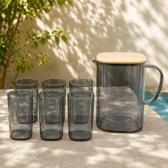 6 Piece Transparent Water Set with Jug | Drinkware Set