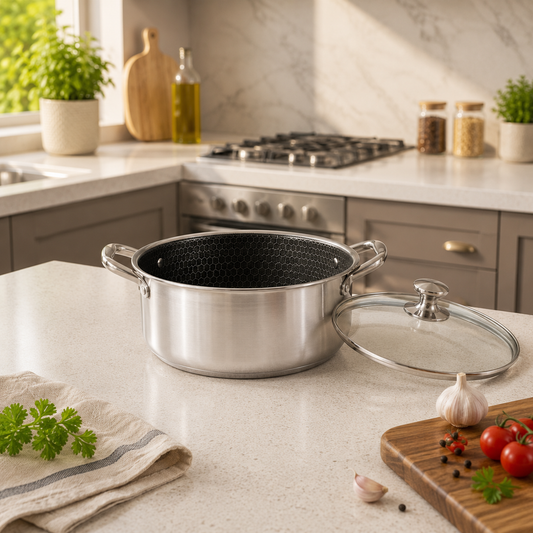 casserole pot with lid 24 26 28 cm | stainless steel cooking pot  | non stick casserole for kitchen