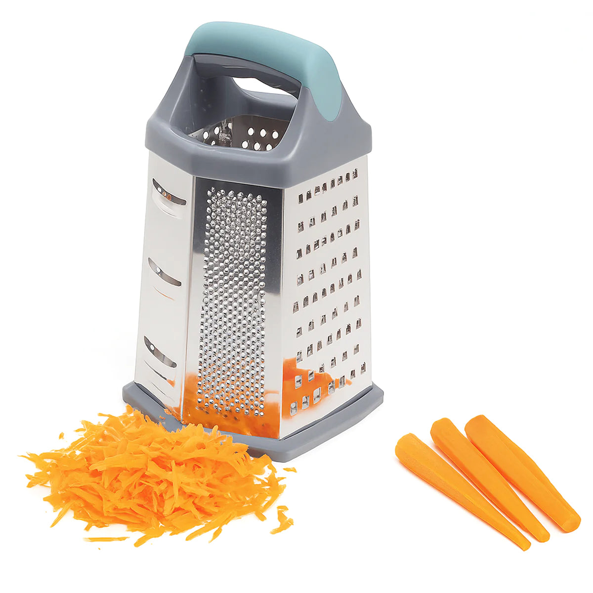 6-Sided Stainless Steel Grater with Soft Grip Handle - Habitt