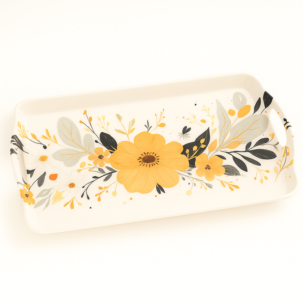 Crystal Smart Tray – Yellow Floral Design - Habitt