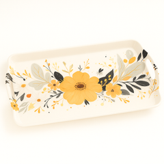 Crystal Smart Tray – Yellow Floral Design - Habitt