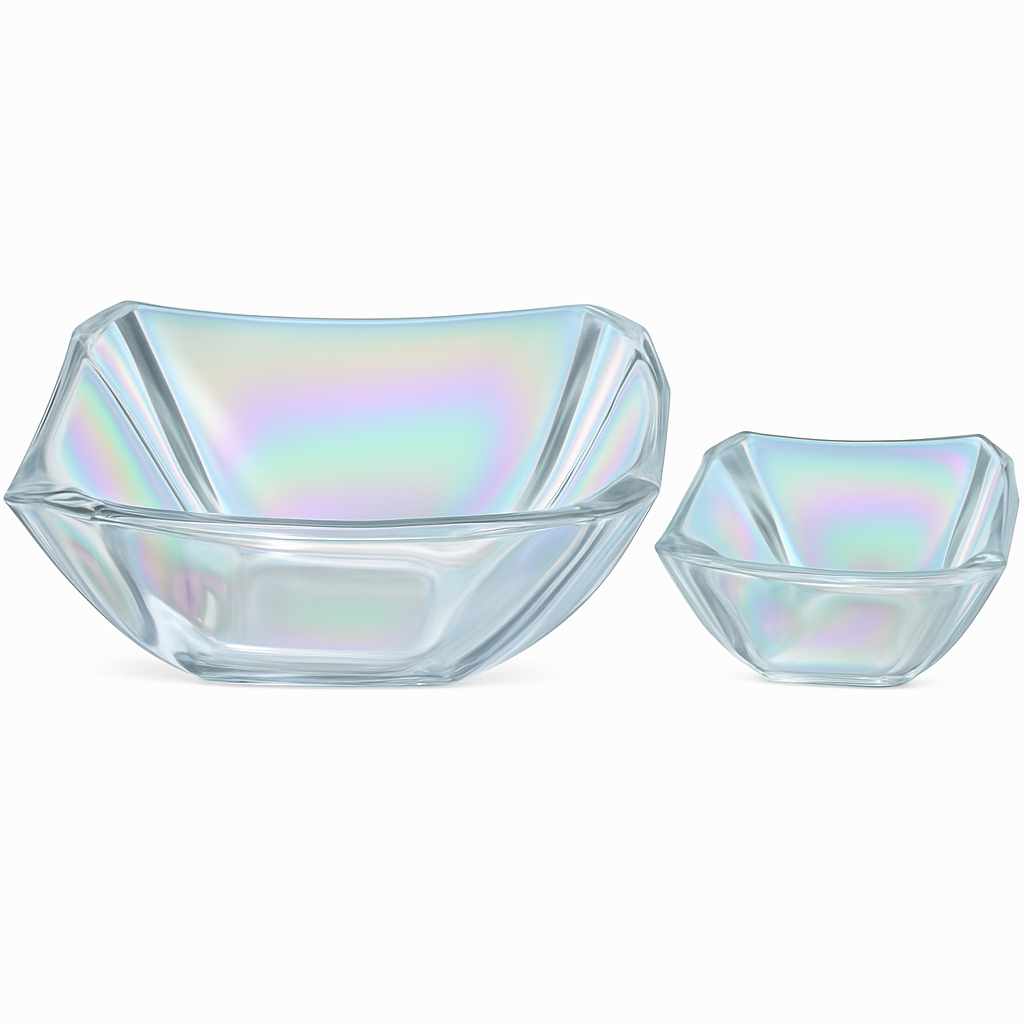 Iridescent Square-Cut 7-Piece Fruit Bowl Set – Silver, Gold & Black  Colour Options (200/105 mml) - Habitt