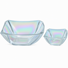 Iridescent Square-Cut 7-Piece Fruit Bowl Set – Silver, Gold & Black  Colour Options (200/105 mml) - Habitt