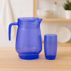 Purple-Tinted Glass Water Set – 7-Piece Jug & Tumbler Set (1.25 L Jug + 320 ml Glasses) - Habitt