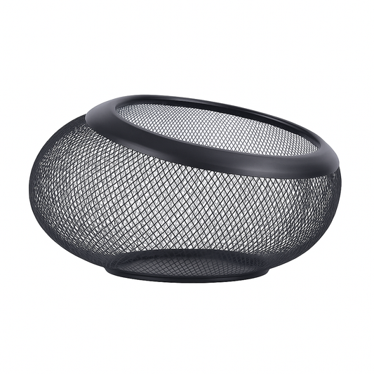 Tilted Metal Mesh Basket – Black | Modern Decorative Fruit &amp; Storage Bowl - Habitt