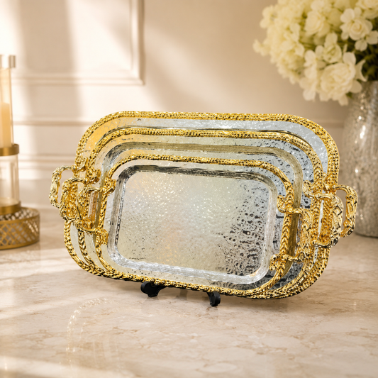 Gold Mirror Tray Set