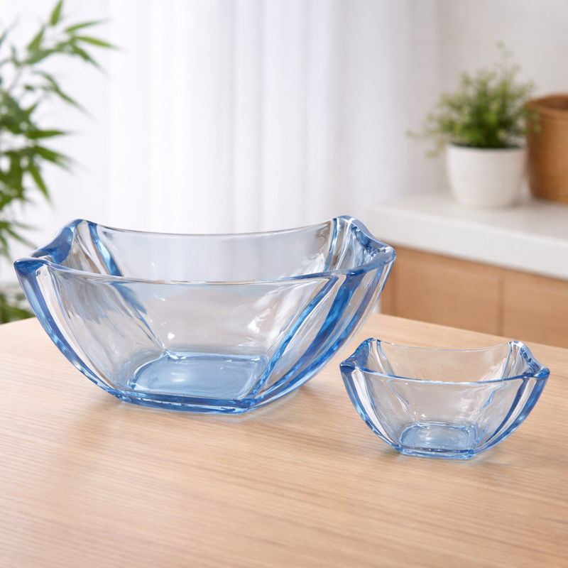 Blue Glass Serving Bowl Set - Habitt