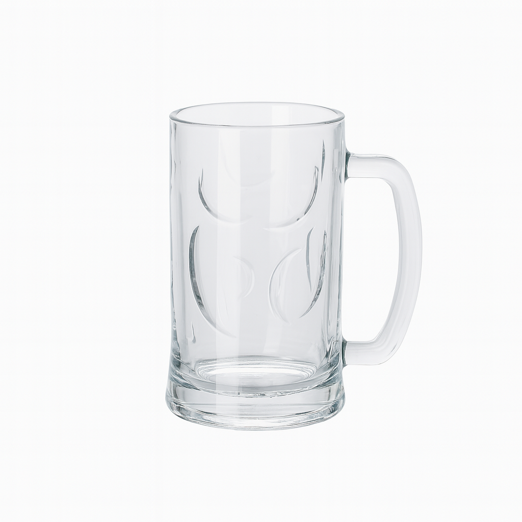 Textured Clear Glass Juice Mug with Handle 400 ml – Set of 6 | Premium Patterned Drinkware for Home & Café - Habitt