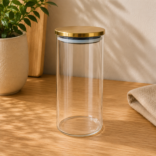 Transparent Storage Jar with Steel Cap | Kitchen Storage Container