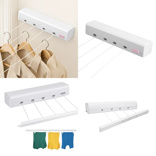 Retractable Wall-Mounted Clothesline | Space-Saving Indoor & Outdoor Drying Line - Habitt