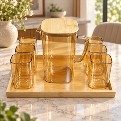 6 Piece Transparent Water Set with Jug | Drinkware Set