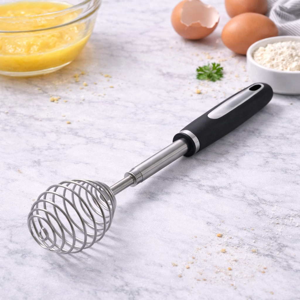 Round Spherical Egg Beater – Stainless Steel Hand Whisk - Habitt