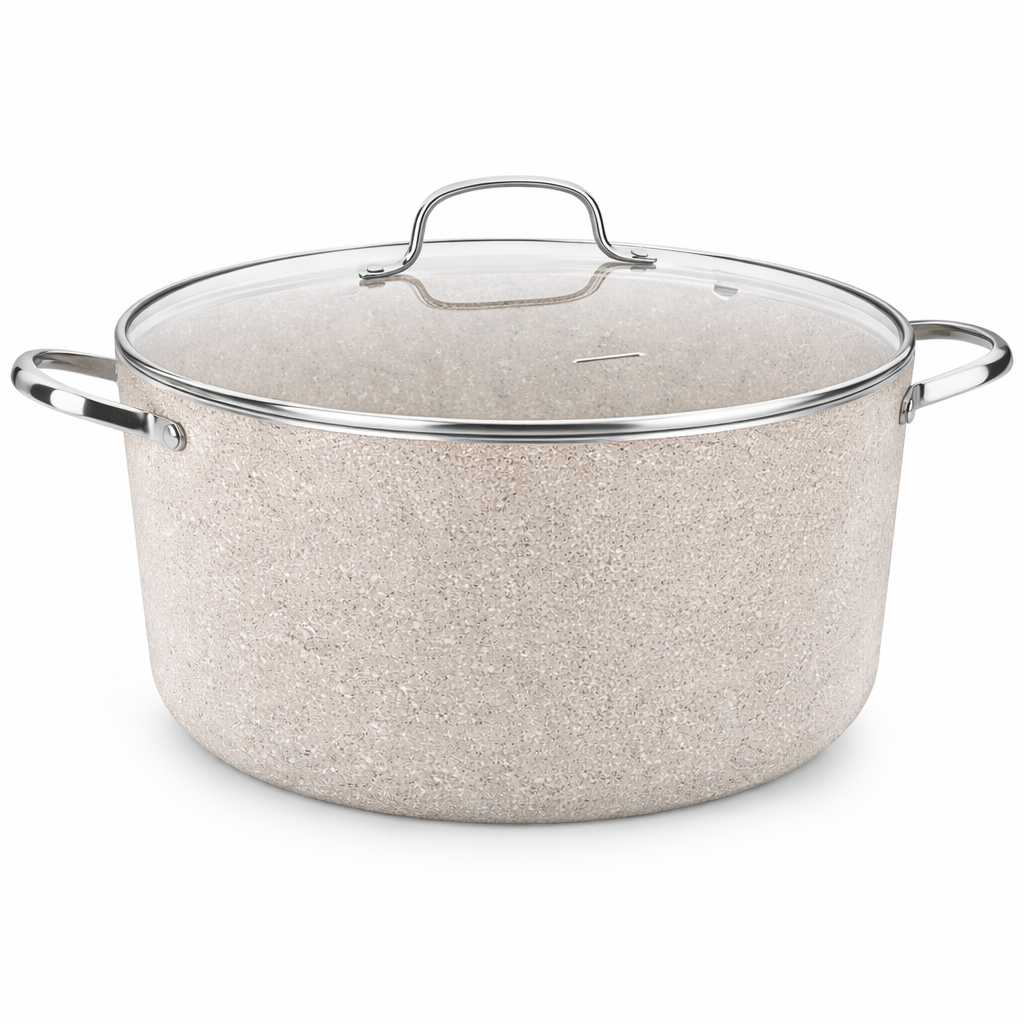 Granita Aluminum Casserole – Premium Nonstick Cooking Pot with Glass Lid (3.0L / 5.0L) - Habitt