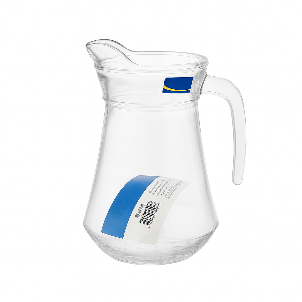 1300 ml Clear Glass Beverage Jug – Stylish 1-Piece Drink Pitcher with Ergonomic Handle 1.3 L - Habitt