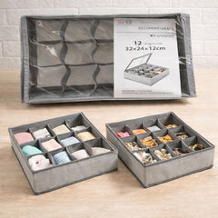 12 Partition Cloth Storage Box – Foldable Organizer for Wardrobe & Drawers - Habitt