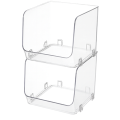 Large Acrylic Stackable Storage Basket – Clear Multi-Purpose Organizer for Kitchen, Pantry & Home Shelves (Small/Large) - Habitt