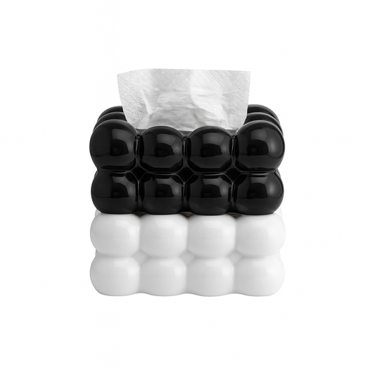 Bubble Tissue Box – Modern Decorative Tissue Holder (Black & White Set) - Habitt