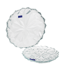 Elegant Clear Pressed-Glass 7-Piece Cake & Dessert Plate Set – 337/178 mm Plates - Habitt
