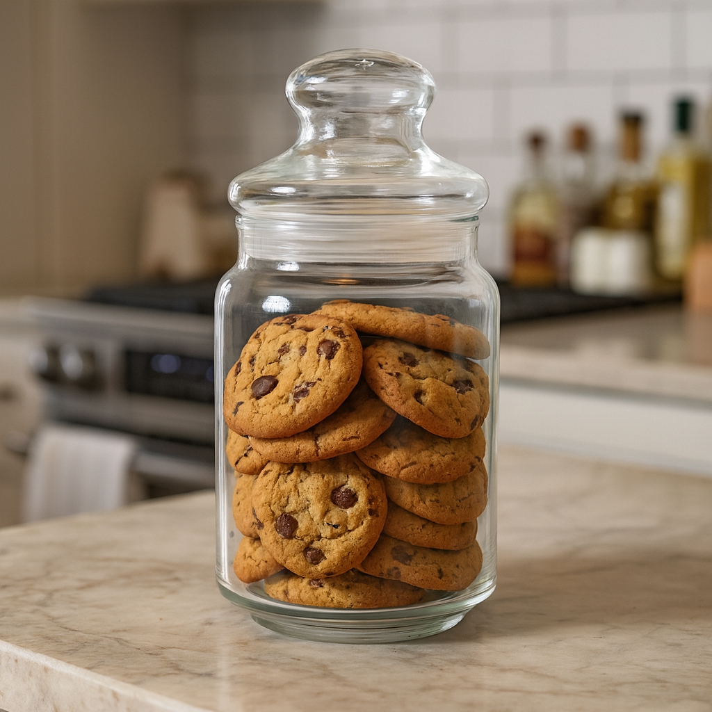 Clear Pressed-Glass Storage Jar with Lid – 430 ml Airtight Kitchen Container - Habitt
