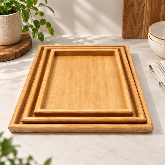 Wooden Tray Set – 3 PCS Light Wood