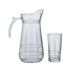 Smoke-Tinted 7-Piece Water Set – Elegant Jug with Matching Tumblers (Pressed Glass) - Habitt