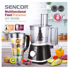 Food Processor SPF4051BK 800W with 2.1L Bowl & 1.5L Blender – Multi-Function Stainless Steel Blade System - Habitt